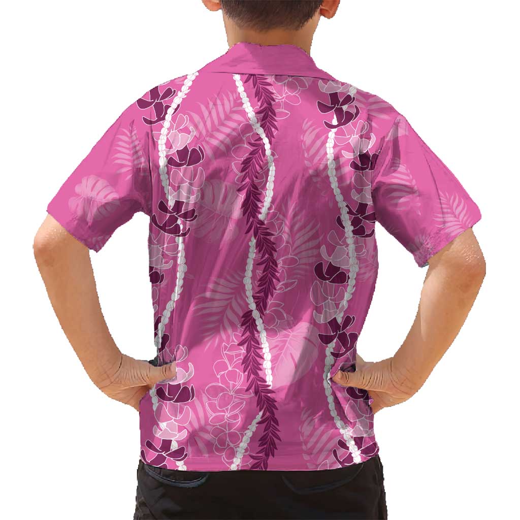 Hawaii Maile Lei Family Matching Off Shoulder Maxi Dress and Hawaiian Shirt With Pink Monstera Pattern