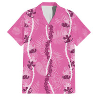Hawaii Maile Lei Family Matching Off Shoulder Maxi Dress and Hawaiian Shirt With Pink Monstera Pattern