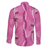 Hawaii Maile Lei Family Matching Off Shoulder Maxi Dress and Hawaiian Shirt With Pink Monstera Pattern