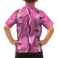 Hawaii Maile Lei Family Matching Off Shoulder Short Dress and Hawaiian Shirt With Pink Monstera Pattern