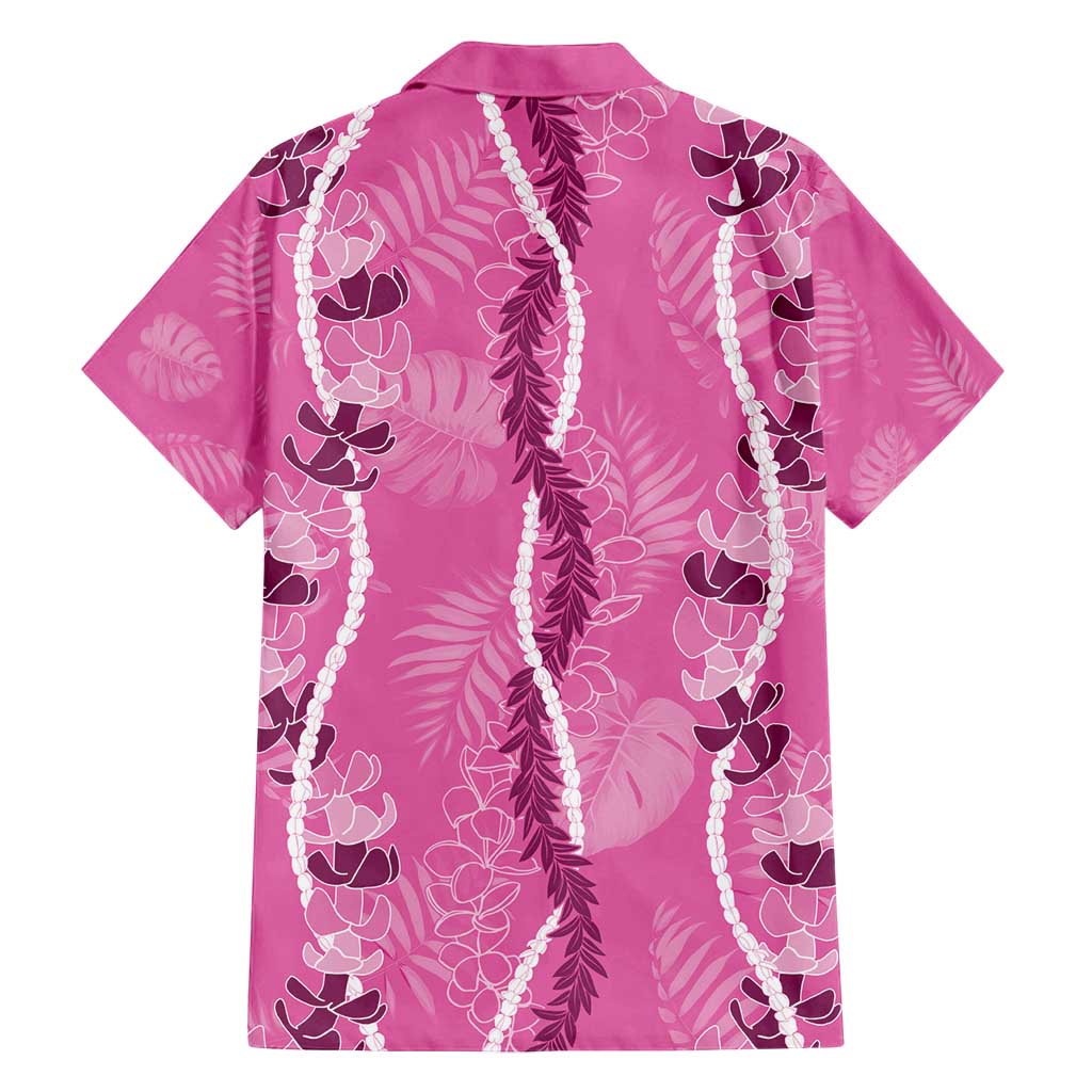 Hawaii Maile Lei Family Matching Puletasi and Hawaiian Shirt With Pink Monstera Pattern