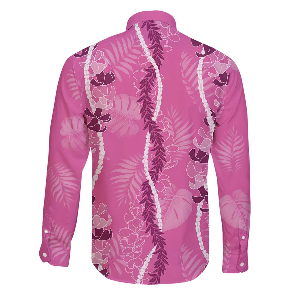 Hawaii Maile Lei Family Matching Puletasi and Hawaiian Shirt With Pink Monstera Pattern