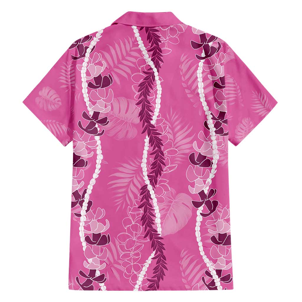 Hawaii Maile Lei Family Matching Short Sleeve Bodycon Dress and Hawaiian Shirt With Pink Monstera Pattern