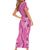 Hawaii Maile Lei Family Matching Short Sleeve Bodycon Dress and Hawaiian Shirt With Pink Monstera Pattern