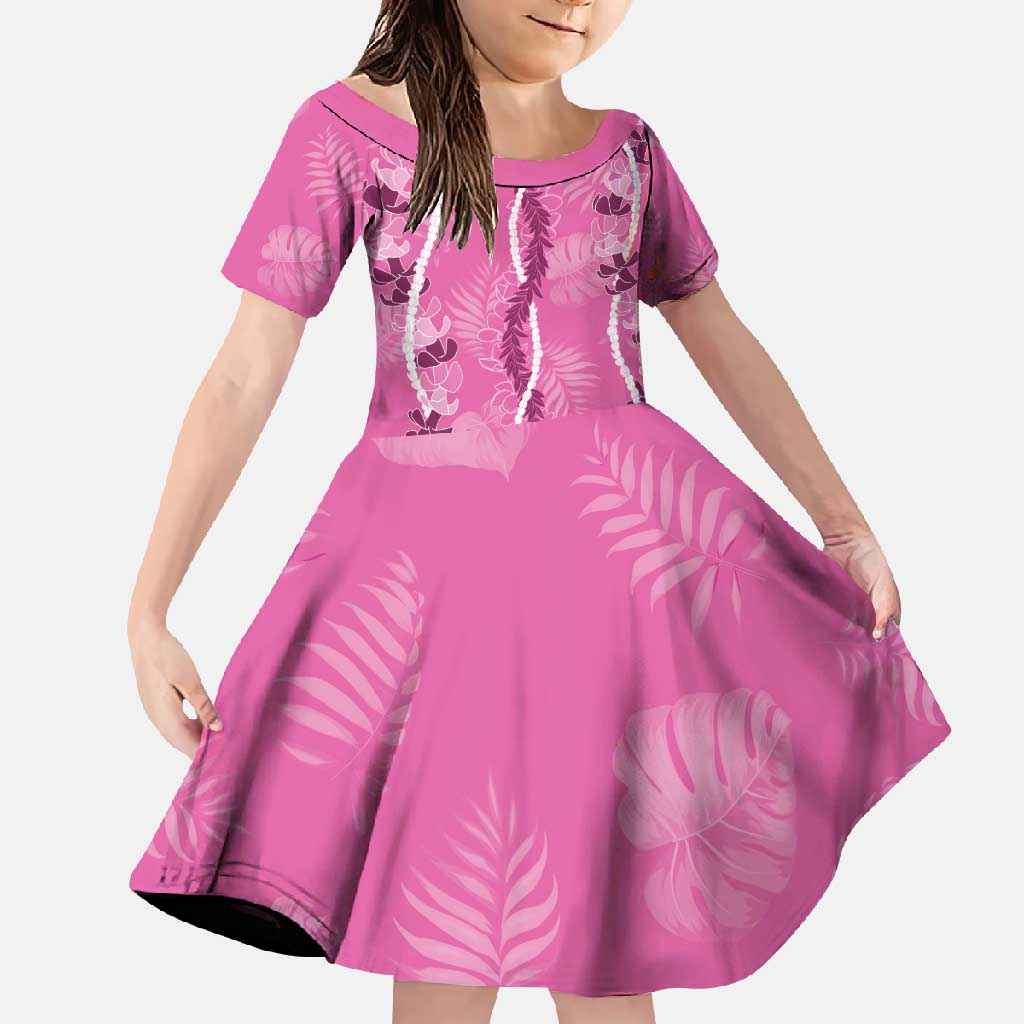 Hawaii Maile Lei Family Matching Summer Maxi Dress and Hawaiian Shirt With Pink Monstera Pattern