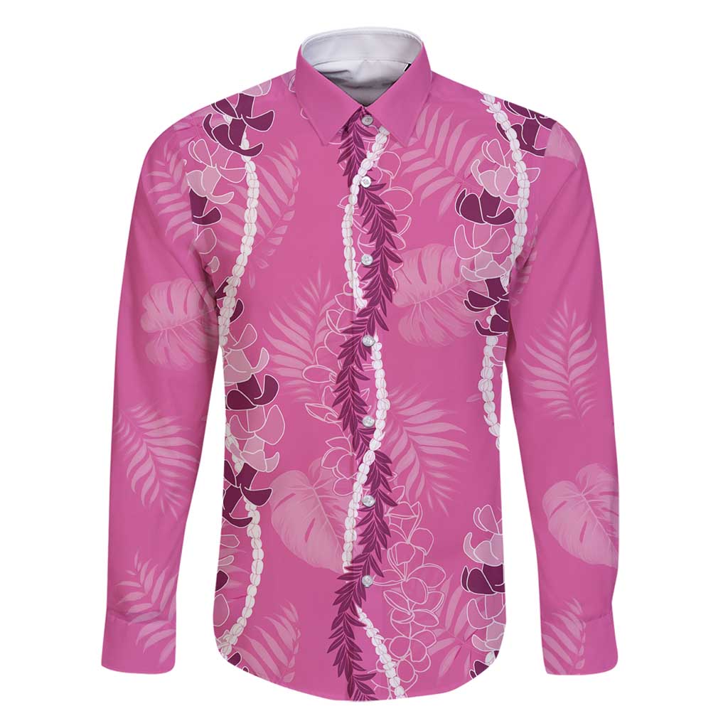Hawaii Maile Lei Family Matching Tank Maxi Dress and Hawaiian Shirt With Pink Monstera Pattern