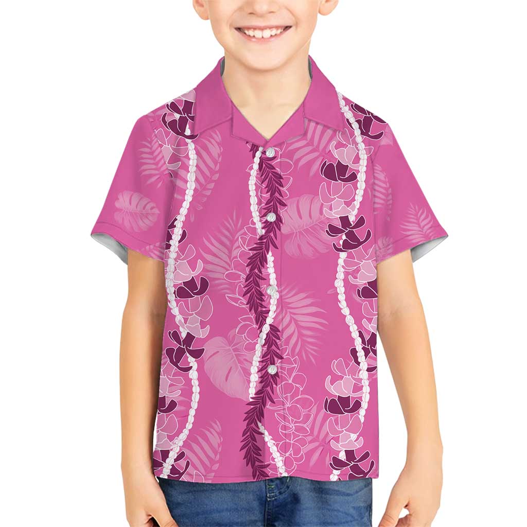 Hawaii Maile Lei Family Matching Tank Maxi Dress and Hawaiian Shirt With Pink Monstera Pattern