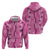 Hawaii Maile Lei Hoodie With Pink Monstera Pattern