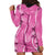 Hawaii Maile Lei Hoodie Dress With Pink Monstera Pattern