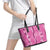 Hawaii Maile Lei Leather Tote Bag With Pink Monstera Pattern