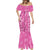 Hawaii Maile Lei Mermaid Dress With Pink Monstera Pattern