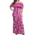 Hawaii Maile Lei Off Shoulder Maxi Dress With Pink Monstera Pattern