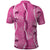 Hawaii Maile Lei Polo Shirt With Pink Monstera Pattern