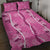 Hawaii Maile Lei Quilt Bed Set With Pink Monstera Pattern