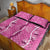 Hawaii Maile Lei Quilt Bed Set With Pink Monstera Pattern