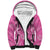 Hawaii Maile Lei Sherpa Hoodie With Pink Monstera Pattern