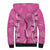 Hawaii Maile Lei Sherpa Hoodie With Pink Monstera Pattern