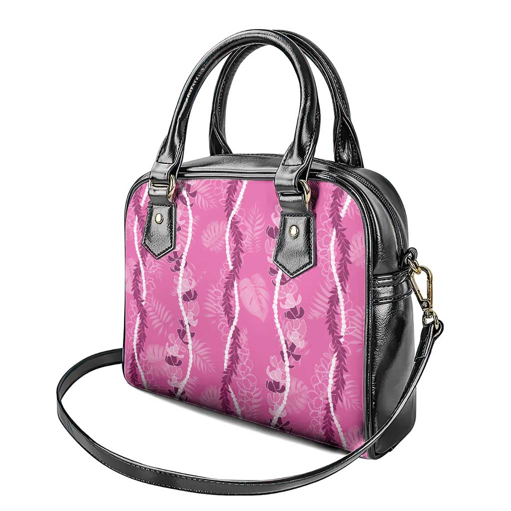 Hawaii Maile Lei Shoulder Handbag With Pink Monstera Pattern