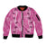 Hawaii Maile Lei Sleeve Zip Bomber Jacket With Pink Monstera Pattern