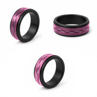 Hawaii Maile Lei Spinner Ring With Pink Monstera Pattern - Polynesian Pride