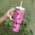 Hawaii Maile Lei Tumbler With Handle With Pink Monstera Pattern