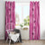 Hawaii Maile Lei Window Curtain With Pink Monstera Pattern