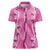 Hawaii Maile Lei Women Polo Shirt With Pink Monstera Pattern