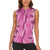 Hawaii Maile Lei Women Sleeveless Polo Shirt With Pink Monstera Pattern