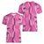 Hawaii Maile Lei Women V-Neck T-Shirt With Pink Monstera Pattern