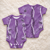Hawaii Maile Lei Baby Onesie With Violet Monstera Pattern LT05 - Polynesian Pride