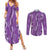 Hawaii Maile Lei Couples Matching Summer Maxi Dress and Long Sleeve Button Shirt With Violet Monstera Pattern