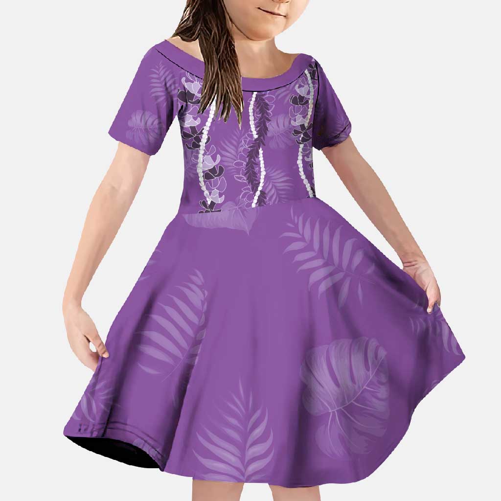 Hawaii Maile Lei Family Matching Tank Maxi Dress and Hawaiian Shirt With Violet Monstera Pattern