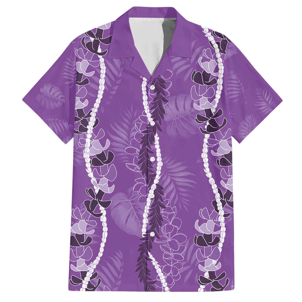 Hawaii Maile Lei Hawaiian Shirt With Violet Monstera Pattern
