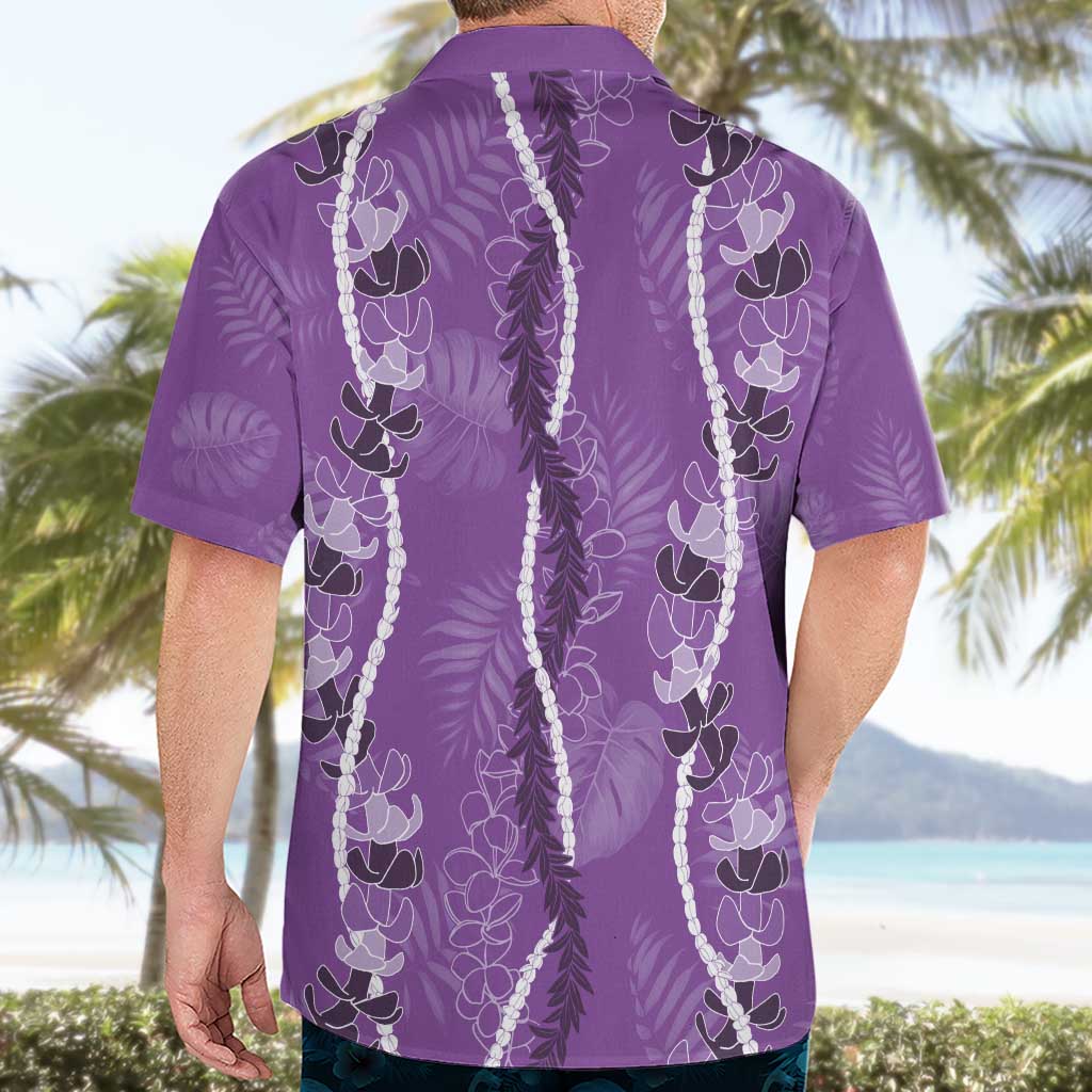 Hawaii Maile Lei Hawaiian Shirt With Violet Monstera Pattern