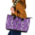 Hawaii Maile Lei Leather Tote Bag With Violet Monstera Pattern