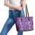 Hawaii Maile Lei Leather Tote Bag With Violet Monstera Pattern