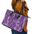 Hawaii Maile Lei Leather Tote Bag With Violet Monstera Pattern