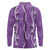 Hawaii Maile Lei Long Sleeve Polo Shirt With Violet Monstera Pattern