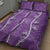 Hawaii Maile Lei Quilt Bed Set With Violet Monstera Pattern