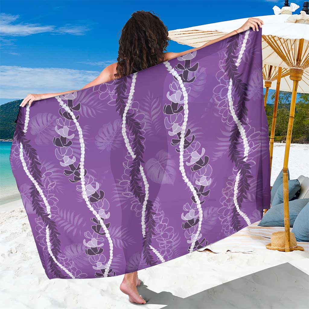 Hawaii Maile Lei Sarong With Violet Monstera Pattern