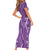 Hawaii Maile Lei Short Sleeve Bodycon Dress With Violet Monstera Pattern