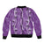 Hawaii Maile Lei Sleeve Zip Bomber Jacket With Violet Monstera Pattern