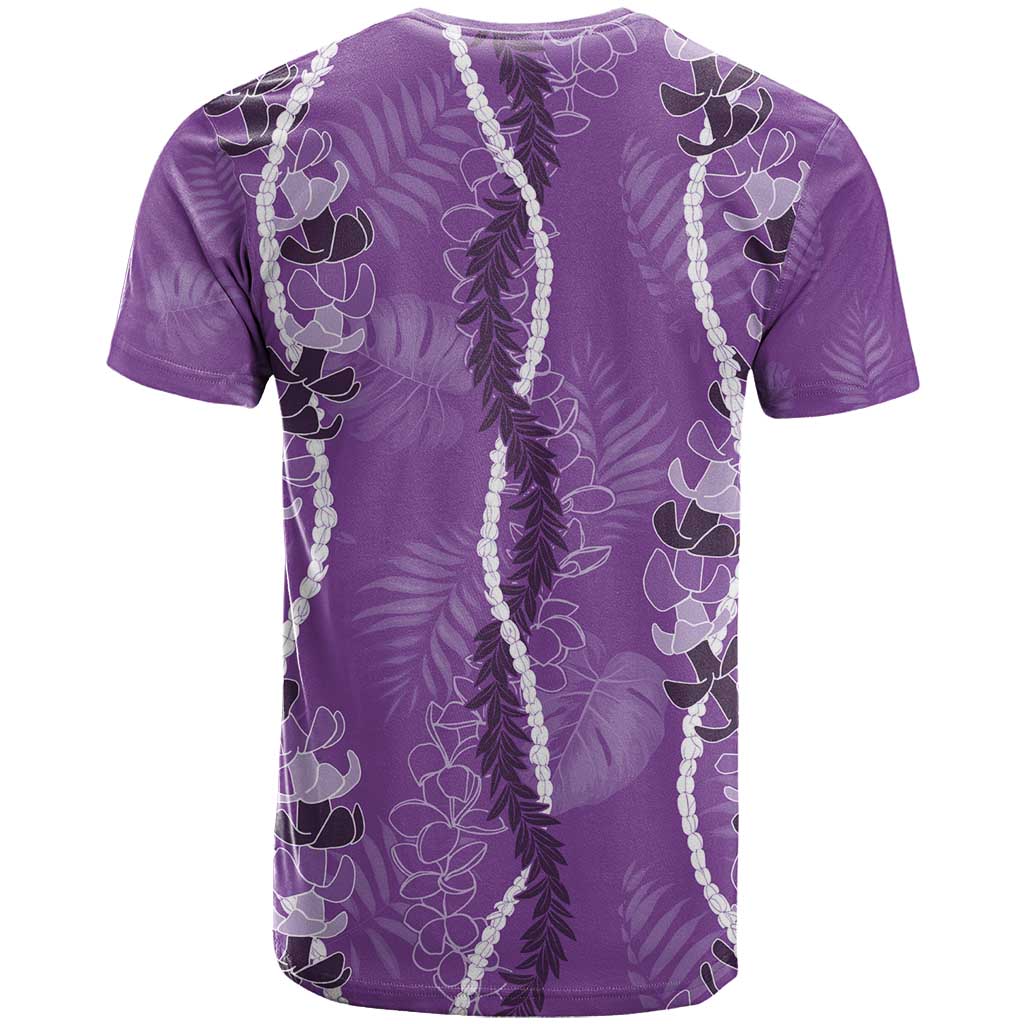 Hawaii Maile Lei T Shirt With Violet Monstera Pattern
