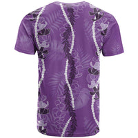 Hawaii Maile Lei T Shirt With Violet Monstera Pattern