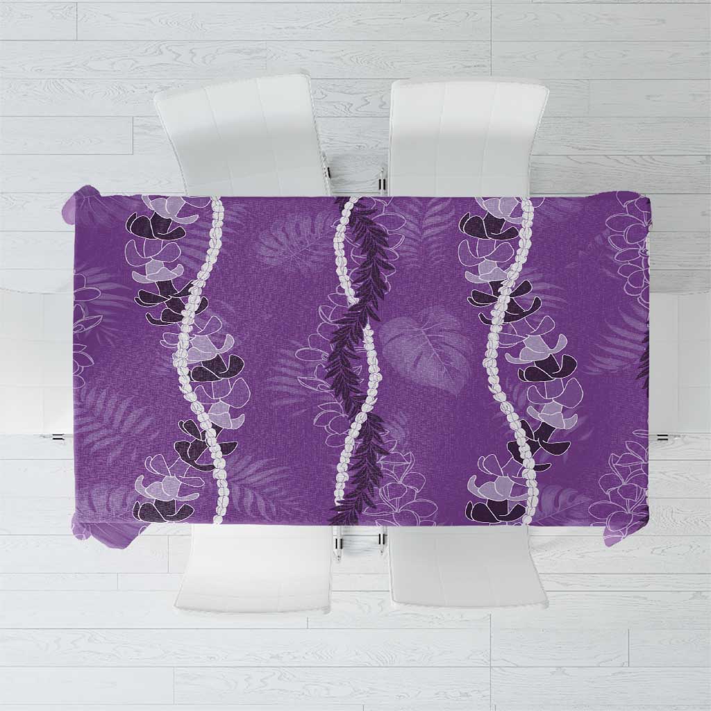 Hawaii Maile Lei Tablecloth With Violet Monstera Pattern