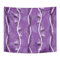 Hawaii Maile Lei Tapestry With Violet Monstera Pattern