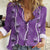 Hawaii Maile Lei Women Casual Shirt With Violet Monstera Pattern