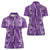 Hawaii Maile Lei Women Polo Shirt With Violet Monstera Pattern