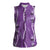 Hawaii Maile Lei Women Sleeveless Polo Shirt With Violet Monstera Pattern