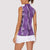 Hawaii Maile Lei Women Sleeveless Polo Shirt With Violet Monstera Pattern